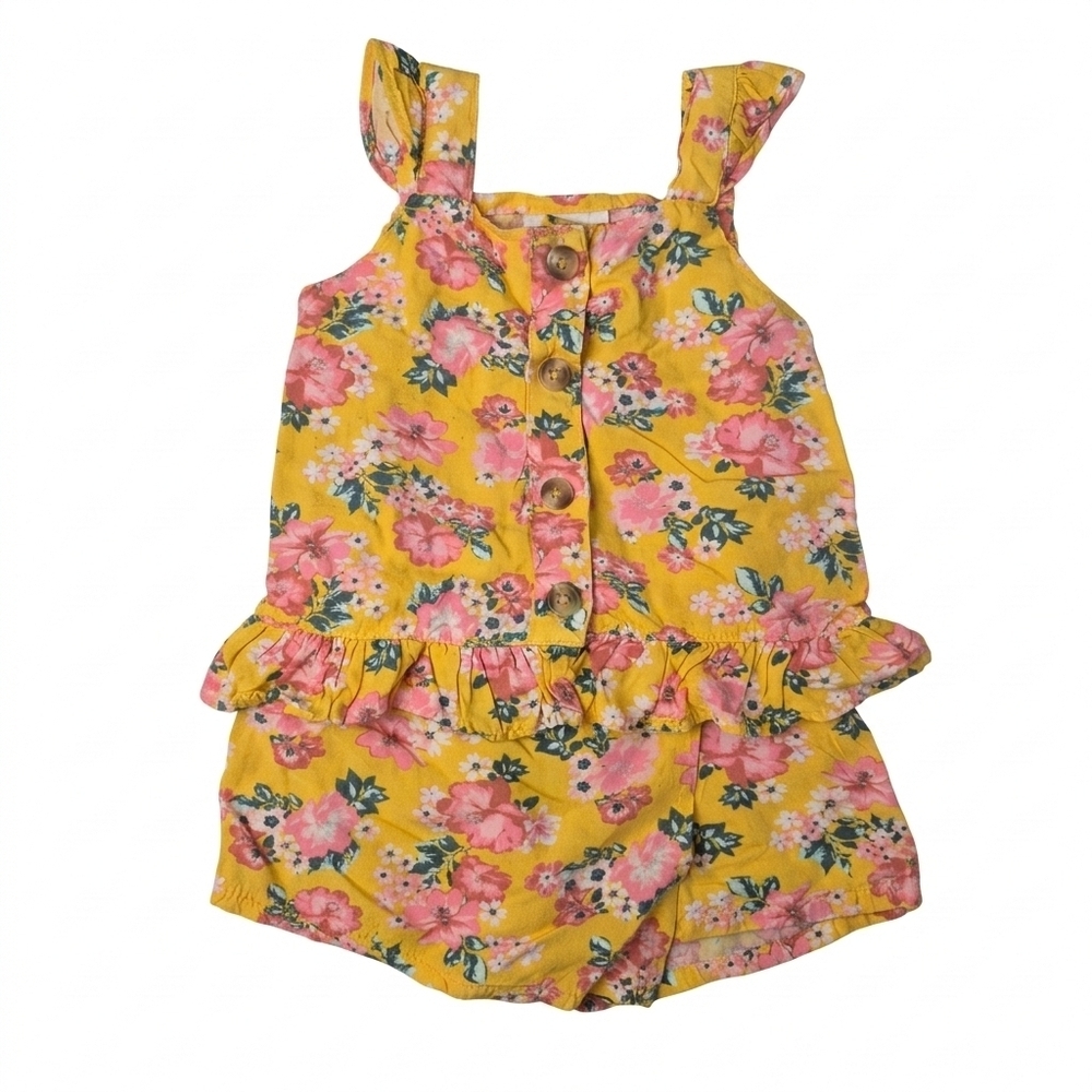 Little Lass Floral 2-Piece Skort Set Yellow Pink 24M Spring Summer Outfit